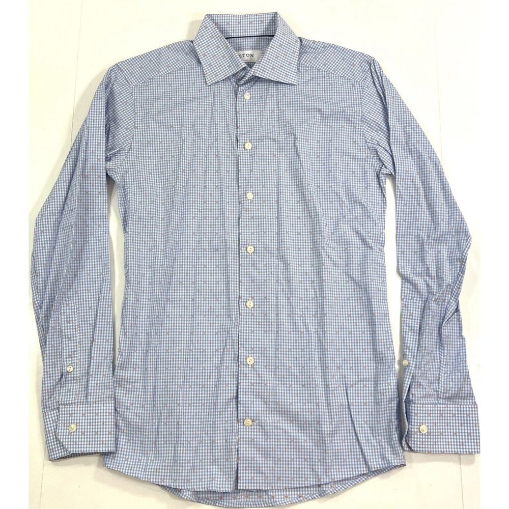 Eton Dress Shirt Mens Size Small 38 15 Brighton Slim Fit All Over Print Pattern